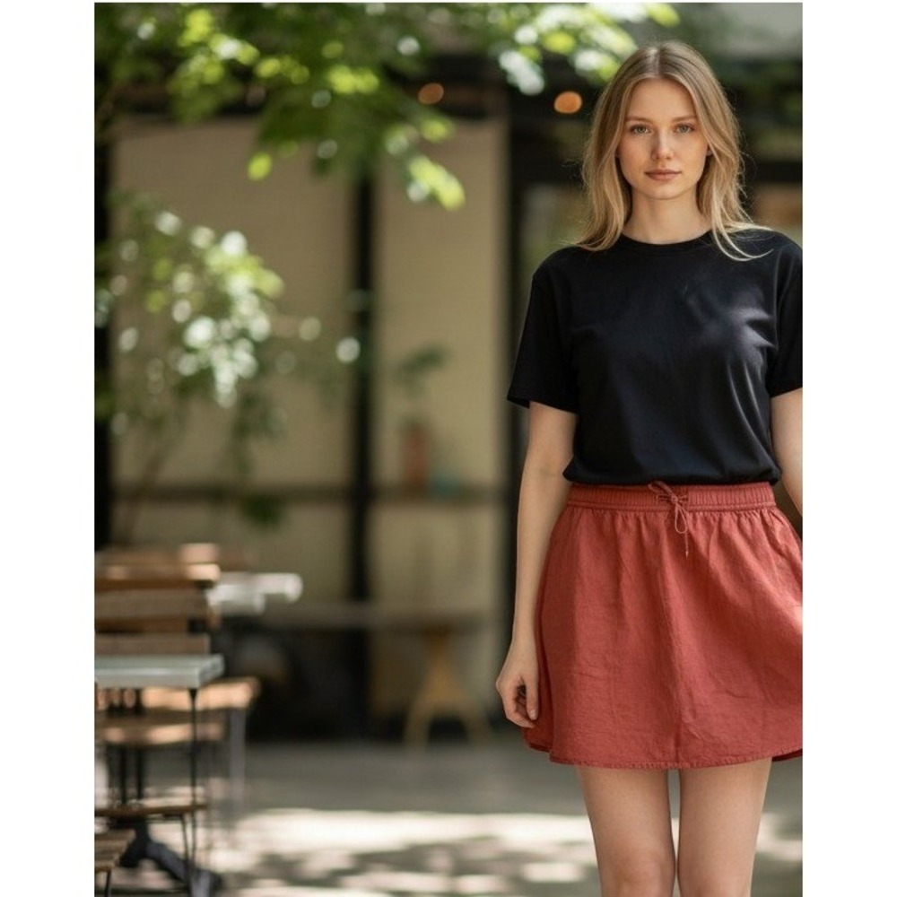 Sundry for Evereve Terracotta‎ Rust Mini Skirt Elastic Drawstring Waist Size 2